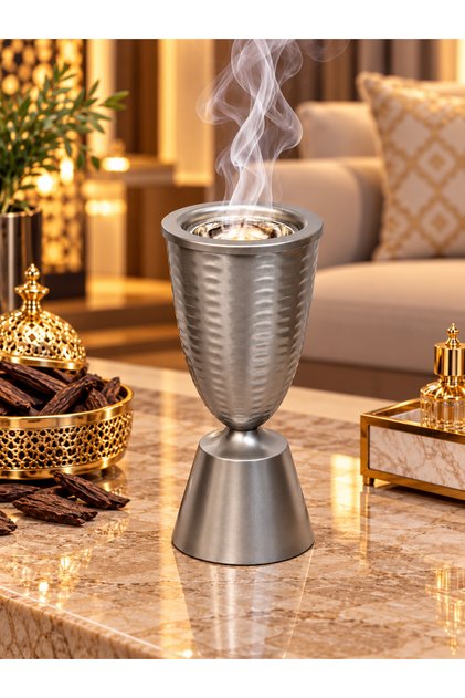 مبخرة ستيل فضي مطفي