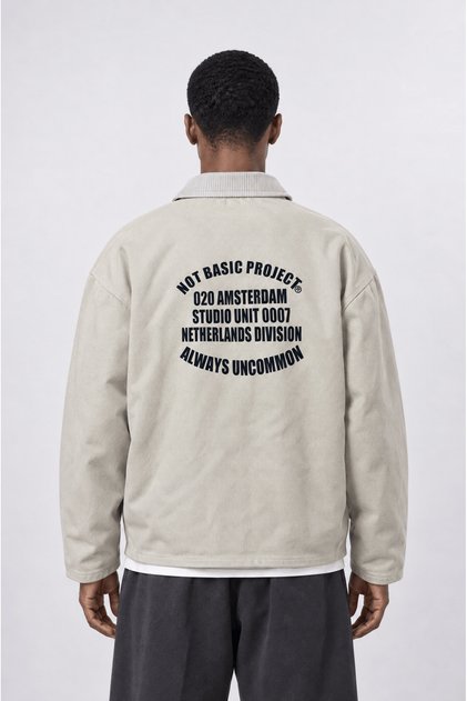 Men's Not Basic Project Printed Oversize Jacket Beige