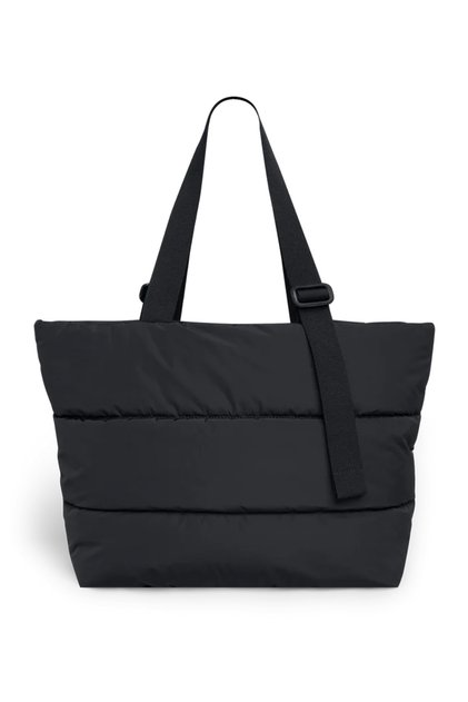 Black Puffer Tote Water Repellent Fabric Shoulder and Hand Bag with Laptop Compartment and Specially Adjustable Shoulder Strap