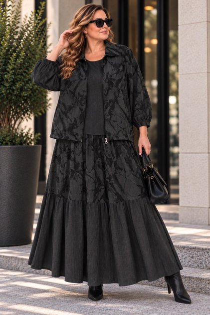 فستان حرير كوبيرا مزدوج مقاس كبير