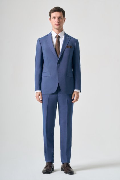 Indigo Mono Collar 6 Drop Comfort Fit Full Lining Flexible Suit 1001265198