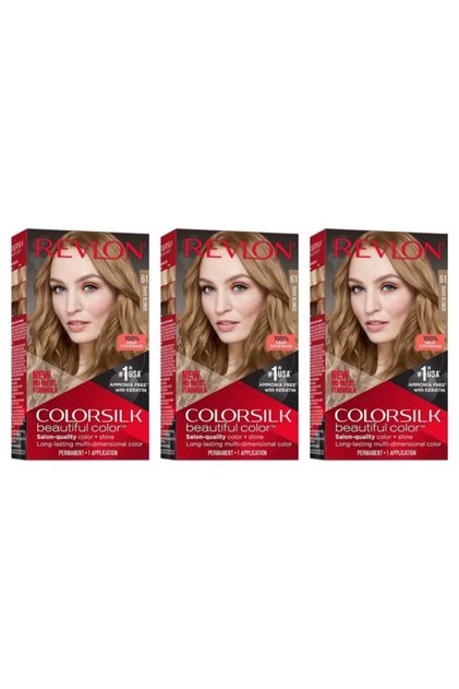 SET 3 X Colorsilk Vopsea de păr fără amoniac 61 BLOND ÎNCHIS