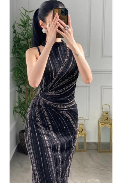 Elegant Style Evening Dress Black