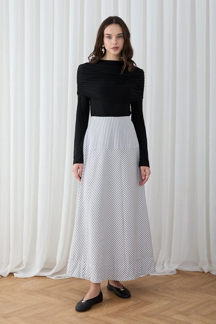 Striped Poplin Skirt 32-2828