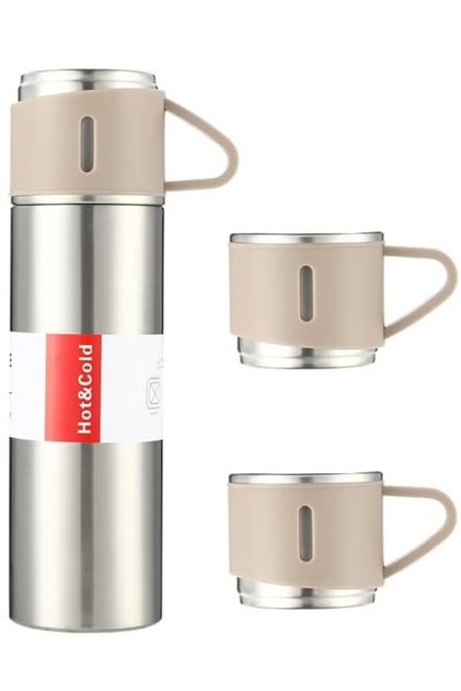 Stainless Steel Thermos Flask Set Stainless Steel Coffee Tumbler Gift Box Commercial Gift Vacuum Insulated Bottle Hot Drink Water Bottle Cold Drink Water Bottle (Steel color)