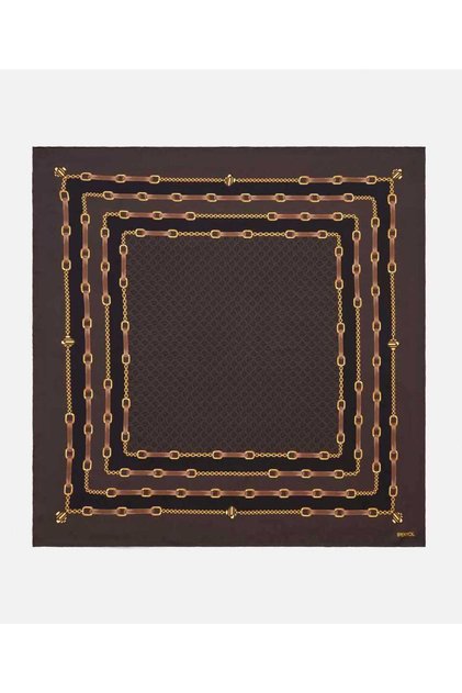 %100 ipek görsel baskılı monogram eşarp