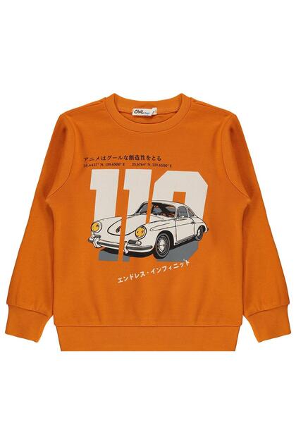 Car Printed Sweatshirt for 2-5 Years Old - Orange