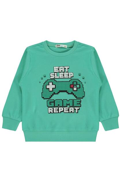 Game Console Printed Sweatshirt for Ages 2-5 Km - Green