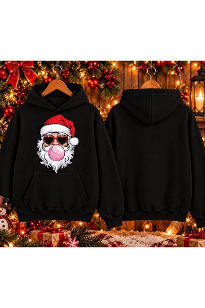 Santa Claus Chewing Gum Printed Oversize Unisex Sweatshirt