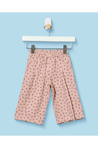 Infant Girls Pink Printed Wide Leg Pants