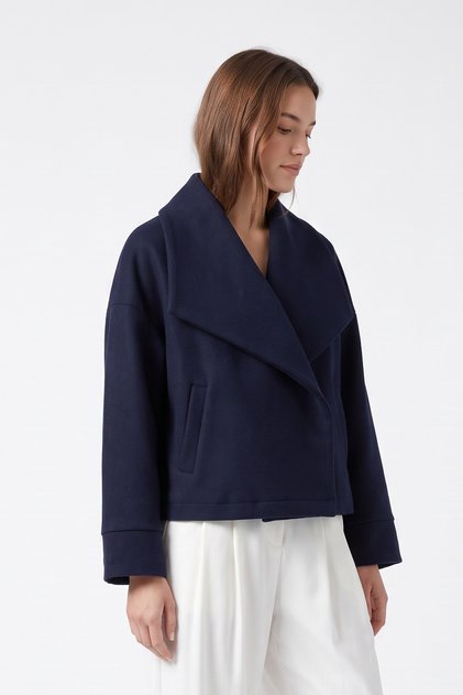 Shawl Collar Cashmere Coat 202724 - Dark Blue