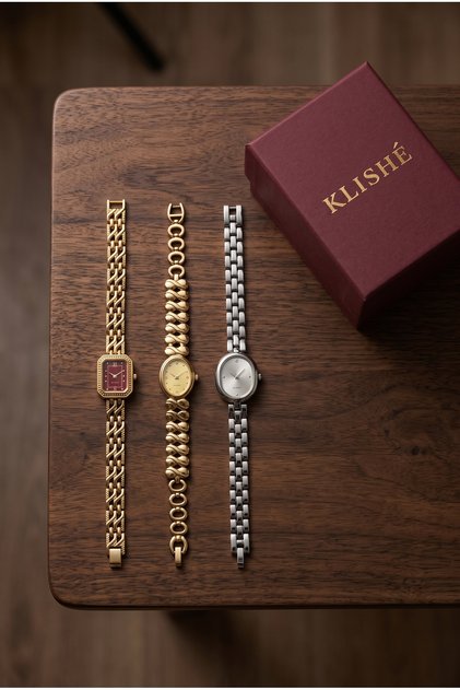 3-Piece Women's Steel Watch Set Gold & Burgundy & Silver |   Luxury Premium Vintage Women's Wristwatch |   Old Money Classic Elegant Stylish Design |   Limited Edition 2027