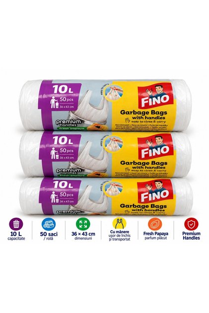 Set 3x saci menajeri Fino parfumați 10 L 50 buc/ rolă
