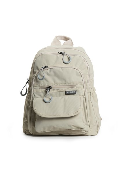 Small Size 32 cm Lightweight Waterproof Parachute Fabric Multi-Compartment Daily Women's Backpack Beige 8317A