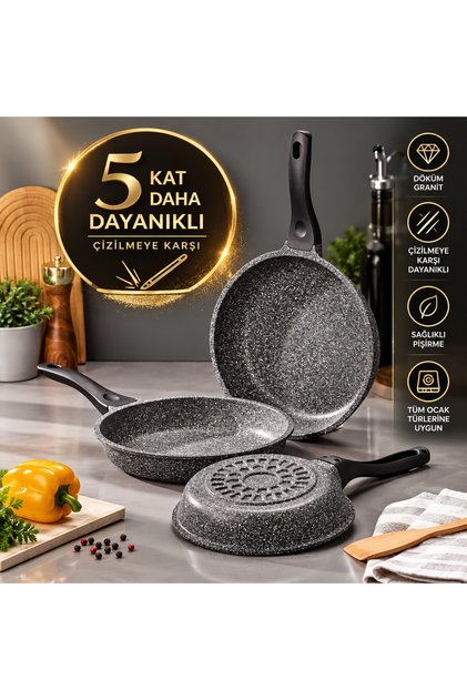 STONELUXE 3'LÜ DÖKÜM TAVA SETİ