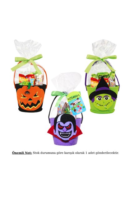 Halloween Temalı Keçe Sepette Çikolata ve Şekerlemeler 94g