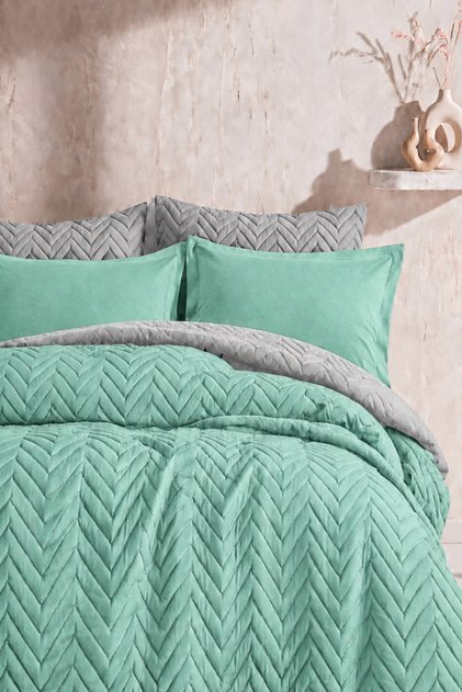Double-Sided Quilted Single Bedspread Set Mi̇nt