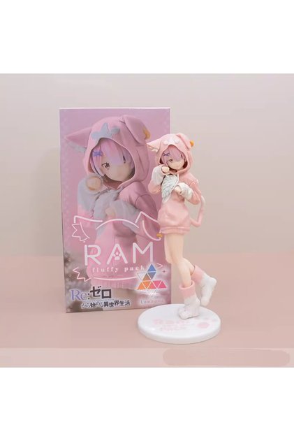 B Ram 6pcs Anime Re:Zero Rem Ram Emilia Cute Girl Action Figure 20cm Puck Cosplay Hoodie Doll