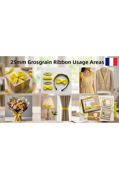 French Polyester Striped Grosgrain - 25mm - 10Meters