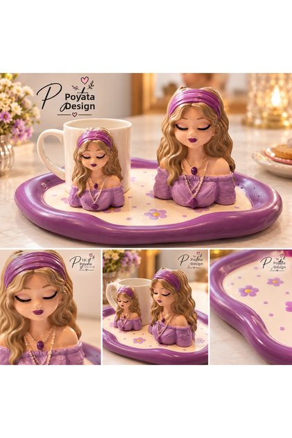 Tasarim Girl's Turkish Coffee Cup Holder and Coaster