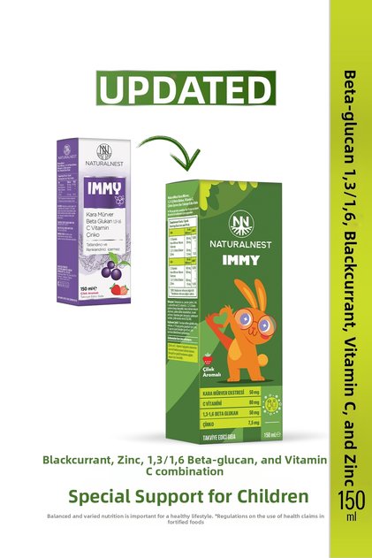 Immy Syrup 150 ml - Beta Glucan, Black Elderberry, Vitamin C, Zinc