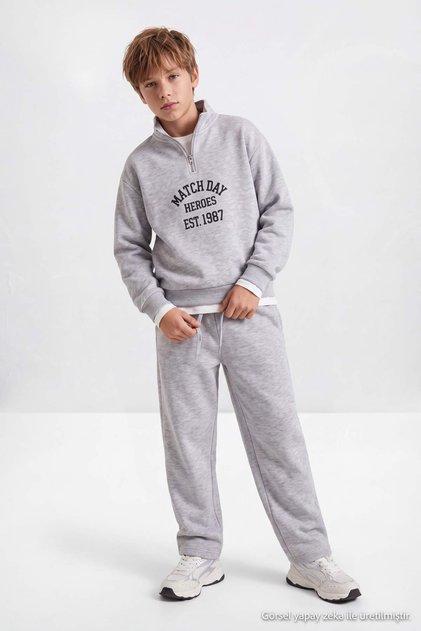 Kar Melanj Boy's Printed Knitted Half-Zip Top and Bottom Set Tkdaw27Au00050
