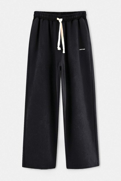 Anthracite Washed Effect Wide Cut Printed Open Leg Knitted Sweatpants Tmnaw27Ea00017
