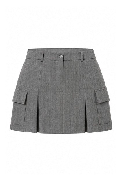 More Sustainable Gri Melanj Kargo Cepli Şort Etek TWOAW27SR00074