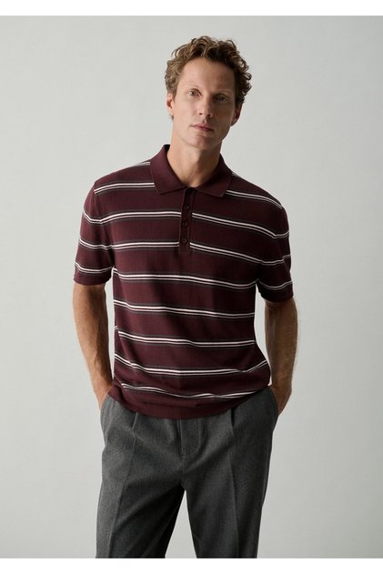 Striped Brown Knitwear Polo 0710456-70223