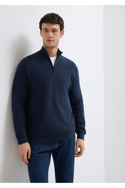 Half-Zip Navy Blue Sweater Regular Fit / Normal Cut 0710396-70490