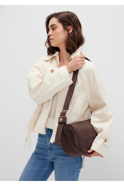 Faux Suede Brown Crossbody Bag 1912622-88062