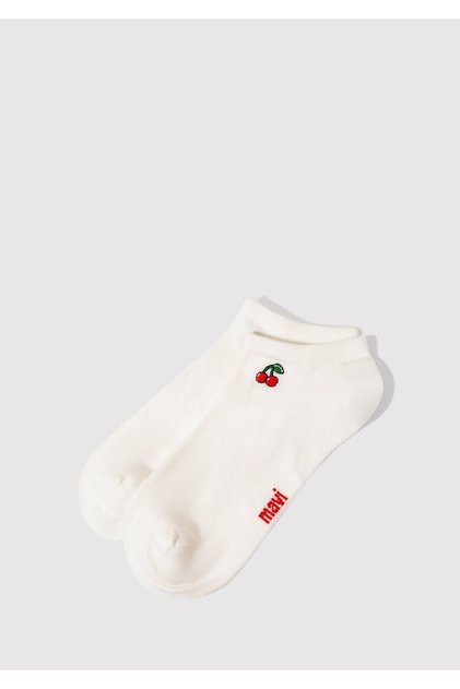 Cherry Embroidered Ecru Ballet Flats Socks 1913155-620