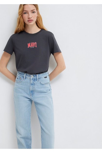 Logo Printed Anthracite T-Shirt Regular Fit / Regular Cut 1613412-70087