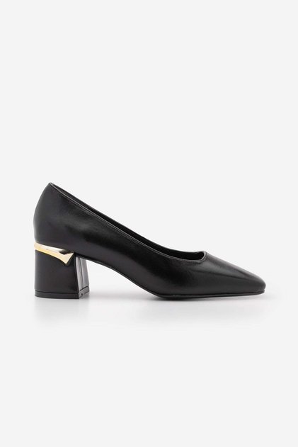 Women's Blunt Toe Thick Heeled Classic Shoes Zeylor Black