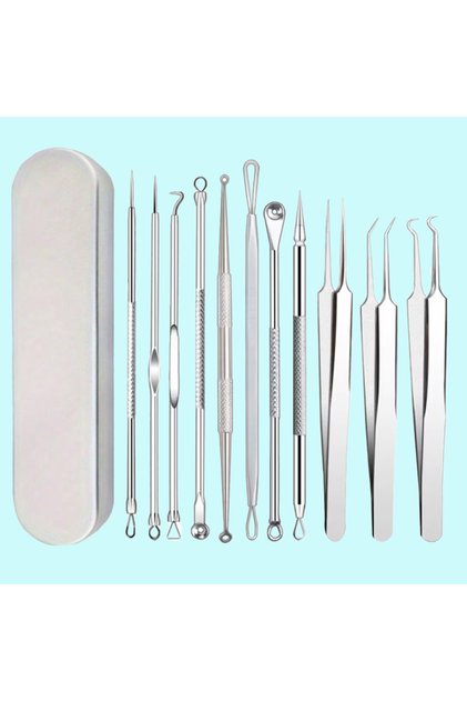 11pcs 11Pcs/Set Acne Needle Blackhead Clip Remover Extraction Pore Black Head Cleaner Face Skin Care