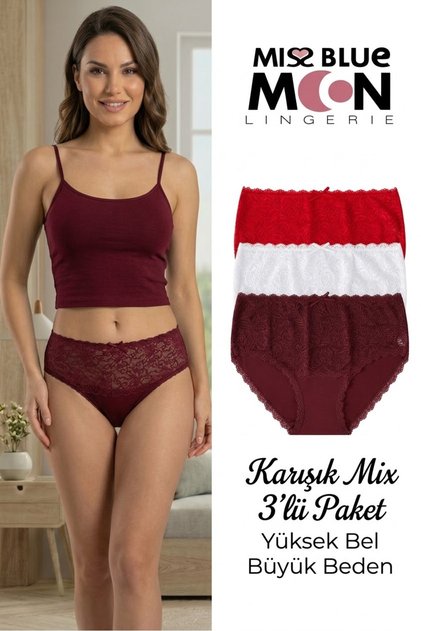 High Waist Lace Bato 3-Piece Women's Panties 5600