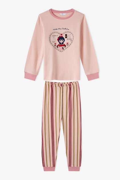 Girl's Light Pink Snailmail Long Sleeve Pajama Set