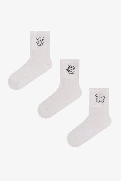 3 Pairs of Seamless Cotton Animal Patterned Socks