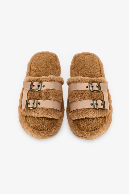 Light Beige Latte Belt Slippers