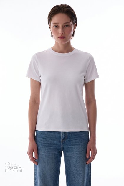 Off-White Crew Neck Loose Modal T-Shirt
