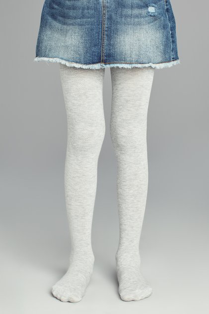 Girl's Gray Melange Cotton 2-Piece Pantyhose