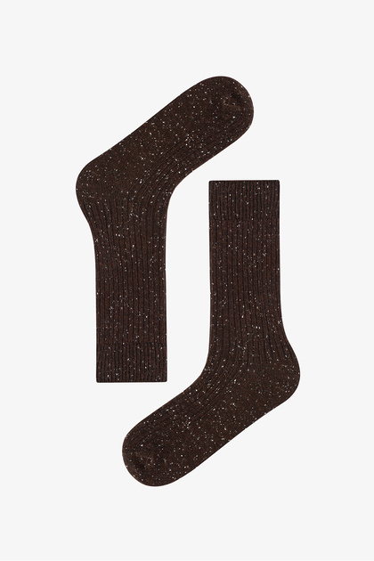 Kahverengi Erkek Ribbed Soket Çorap