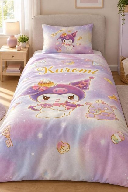 Children's Bedding Set Licensed Ranforce Fitted Sheet Elastic Purple Kurom Sweet