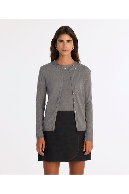 Regular Crew Neck Long Sleeve Cardigan
