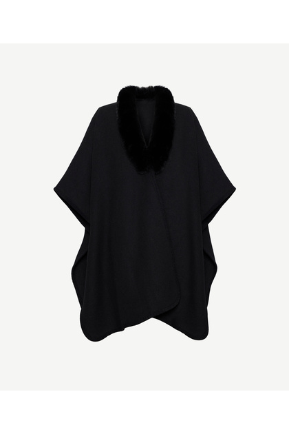 Fur Collar Poncho