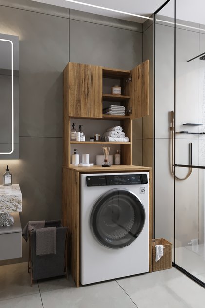 VEGA Çamaşır Makinesi Üstü Dolap Banyo Dolabı Kapaklı Dolap Çamaşır Dolabı Üst Dolap