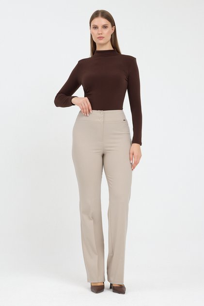 High Waist Pipe Leg Maxi Length Trousers