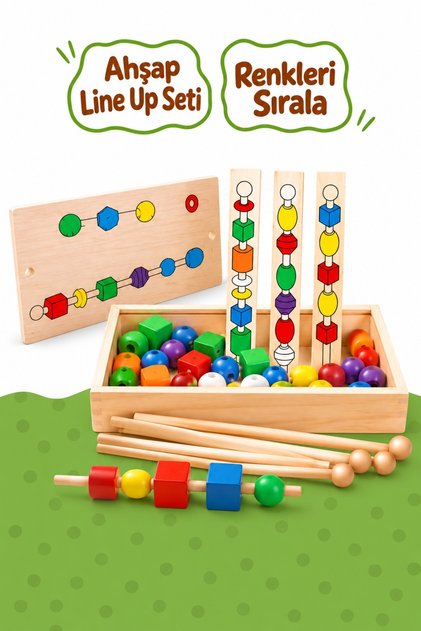 Wooden Line up Set Montessori Educational Wooden Toy | Color Matching and Sorting Game