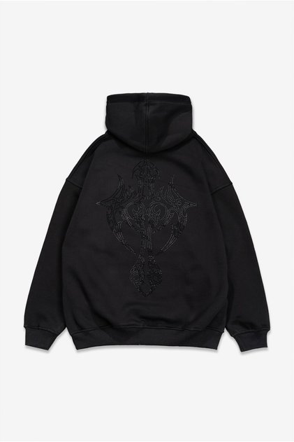 Φούτερ με κουκούλα Rhinestones Goth oversized