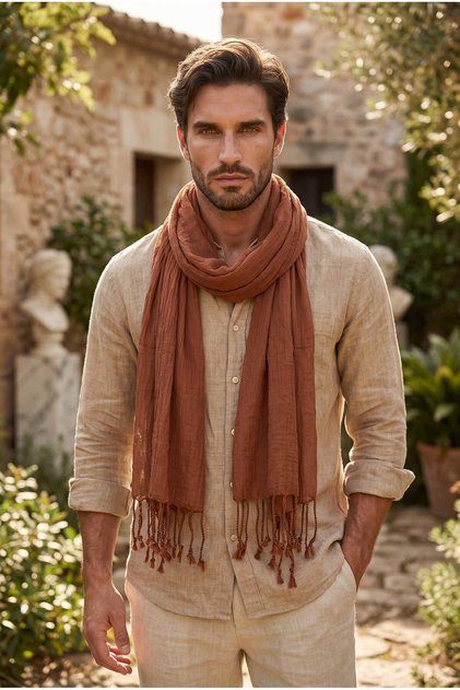 Men's Cotton Fringed Scarf